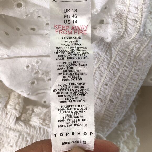 TopShop Women’s Cropped Eyelet Top Size 14 NWT 06052025 - Picture 11 of 12